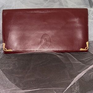 Cartier Burgundy Leather Long Wallet/Clutch